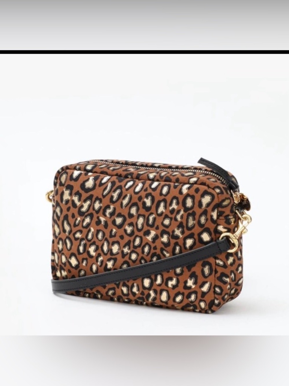 CLARE V Bag Womens Crossbody Midi Sac Cognac Metal Cat Leopard Cheetah Gold